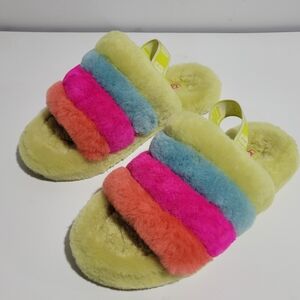 UGG Womens Fluff Yeah Slides Rainbow Size 7
